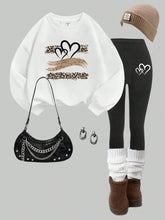 2pcs Set: Casual Loose Crew Neck Sweatshirt And Skinny Leggings Pants, Autumn/Winter